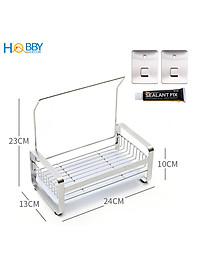 Kệ đựng đồ dùng rửa chén có treo khăn dán tường Hobby home decor KRC4