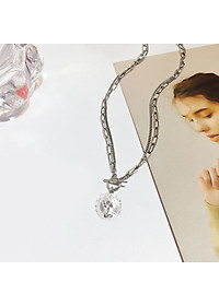 Vòng cổ dây chuyền nam nữ 2 lớp titan thời trang cá tính