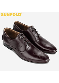 Giày Tây Nam Da Bò Thủ Công Cao Cấp SUNPOLO MU0038 (Đen, Nâu, Đỏ)