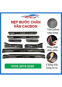 Bộ nẹp bước chân trong ngoài vân Cacbon xe Vios 2019-2020 chống trầy làm đẹp ô tô