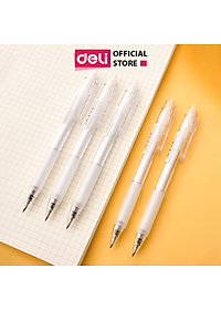Bút Bi Nước Mực Gel Bấm Ngòi 0.5mm Deli - Thiết Kế Vỏ Trong Suốt Phù Hợp Văn Phòng Sinh Viên Học Sinh Ghi Chép Sổ Tay - A057B