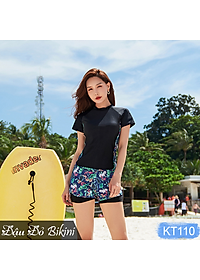 Đồ bơi bigsize nữ, áo tắm cộc tay cùng quần boxer cho người béo mập, mẫu thể thao khỏe khoắn, chất đẹp phom đẹp | KT110