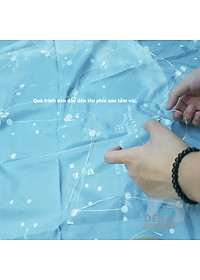 Combo bộ thảm tranh treo tường họa tiết dải ngân hà bằng vải mỏng và dây đèn led đom đóm trang trí (vải+ dây led+đinh)