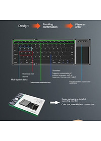 Bàn phím Gấp gọn không dây Bluetooth B66T - Tích hợp Touchpad - pin sạc TypeC- có hàng phím F1-F12 hàng nhập khẩu