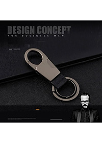 Móc chìa khóa đa năng ô tô, xe máy, gia đình thương hiệu JOBON - Thép hợp kim cao cấp - Trọng lượng: 36g - Da thật 100% - Mã: ZB-028X (màu xám) - Hàng Nhập Khẩu