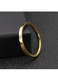 Nhẫn Nữ Đính1 Viên Đá Chìm Chất Liệu Thép Titan Ko Rỉ Ko Dị Ứng TT 0411