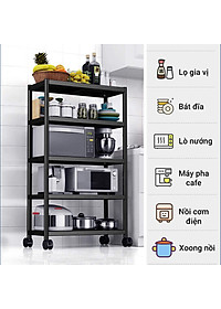 Kệ để lò vi sóng đa năng Inox 304 cao cấp Vando chính hãng kệ để đồ lò nướng chắc chắn, sơn tĩnh điện chống bong tróc, kệ nhà bếp siêu chịu lực 300kg