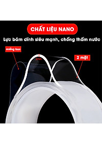 Băng keo dán nano 2 mặt siêu dính trong suốt dày 1mm dài 2m rộng 3cm và 5cm
