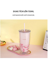 Ly Nhựa 2 Lớp LocknLock Double Wall Cold Cup Cherry Blossom 750ml HAP509