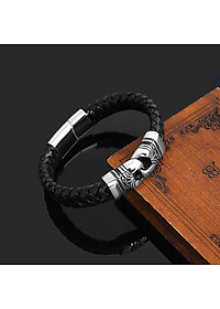 Stainless Steel Braided Leather Bracelet for Men Bangle Wrap  Clasp
