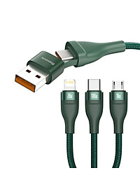 Cáp sạc đa năng 6 trong 1 Baseus Flash Series Two-for-three Data Cable U+C to M+L+C 100W LV874-Hàng chính hãng.
