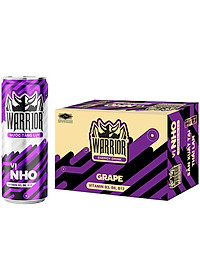 Thùng 24 Lon Nước Tăng Lực Có Gas Warrior Vị Nho 320ml