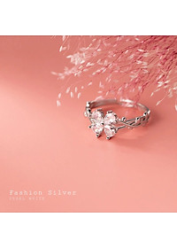 Nhẫn Nữ Bạc 925 Cỏ 4 Lá Đính Đá Xinh Xắn Bạc Hiểu Minh NU497