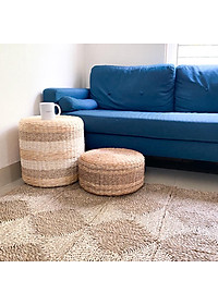 Thảm trải sàn ONGTRE /decor ô vuông 30x30cm bằng cói hình chữ nhật