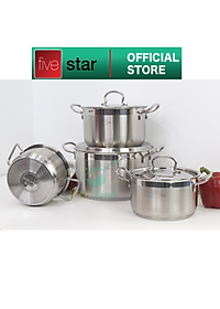Bộ nồi chảo cao cấp Fivestar Plus 6 món nắp inox | tặng 1 vá canh