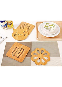 Combo 5 đế lót nồi bằng gỗ chịu nhiệt hình thú (giao mẫu ngẫu nhiên)