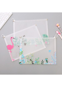 Túi zip A4 đựng file cho học sinh sinh viên nv văn phòng họa tiết dễ thương