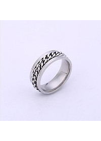 Nhẫn inox phối xích xoay nam nữ nhiều màu cao cấp thời trang thép không gỉ trangsucpt khui bia