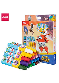 Bút sáp dầu Super Wings x Deli – thân lục giác – 12/18/24 màu - EC009-12 /EC009-18/ EC009-24