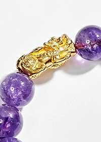 Vòng tay đá thiên nhiên phối charm tỳ hưu bạc mạ vàng 24k size hạt 12mm - Ngọc Quý Gemstones