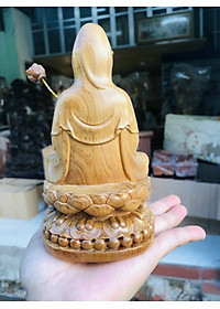 Tượng phật mini đại thế chí bồ tát bằng gỗ bách xanh thơm nức kt cao 15×9×9cm