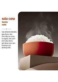 Nồi Cơm Điện Sứ Dưỡng Sinh Mishio MK365 lòng sứ nguyên chất 0.8L không chứa chất chống dính - Hàng chính hãng