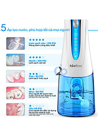 Tăm nước cầm tay H2ofloss HF-6. Tăm nước 5 chế độ, 5 đầu tăm đa chức năng, túi vải đựng máy, pin sử dụng tối đa 21 ngày, tặng kèm củ sạc nguồn thấp