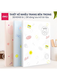 File Lá Học Sinh A4 Deli - 30/40 Lá - Xanh Dương/Hồng/Trắng - 1 Chiếc - 72493 / 72494