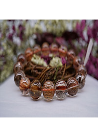 Vòng tay đá Thạch Anh Tóc Đỏ Nâu VIP cao cấp, Vòng tay đá Thạch Anh thiên nhiên Tóc Đỏ Nâu 8ly