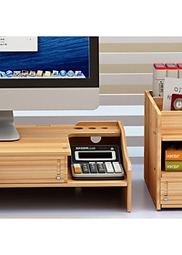 Kệ để máy tính đa năng Z08-2 NASI kệ màn hình máy tính để bàn bằng gỗ cứng chắc có hộc cất bàn phím ngăn kéo hộc để tài liệu văn phòng phẩm