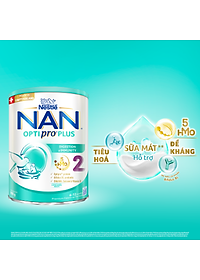 Sữa bột Nestlé NAN OPTIPRO PLUS 2 800g/lon với 5HMO Sản Xuất Tại Thụy Sĩ (6 - 12 tháng)