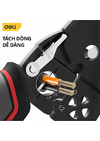 Kìm Bấm Dây Điện Đa Năng Deli - Kết hợp uốn, cắt, bấm, tách dây - Chất liệuThép Cao Cấp, Điều Chỉnh Lực Tuốt Dây Dễ Dàng