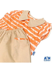 Bộ quần áo lửng bé gái họa tiết Kẻ cam cotton thêu quần kem - AICDBGNQVNQA - AIN Closet