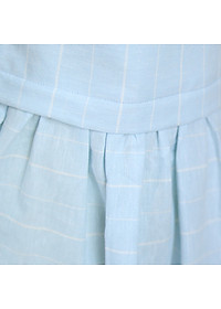 Đầm Bé Gái Kika Linen Xanh Hạ  Eo Nơ Vai K117