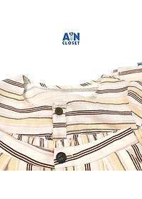 Bộ quần áo ngắn cho mẹ họa tiết Kẻ nâu tay rũ cotton - AICDMEYRKZ7B - AIN Closet