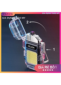 Bật lửa điện độc lạ sạc pin công nghệ điện tử tạo 4 tia plasma chống gió có đèn led chống nước