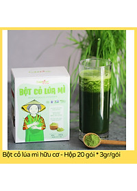 Bột cỏ lúa mì hữu cơ sấy lạnh Dalahouse - Hộp 20 gói 3gr tiện lợi - Hỗ trợ thải độc Gan và Máu, Ngăn ngừa và hỗ trợ tiểu đường, Hỗ trợ tiêu hóa, giảm táo bón