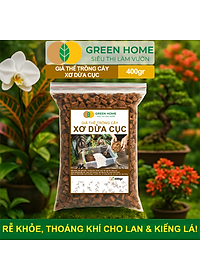 Xơ Dừa Cục Greenhome, Bao 400gr, Giá Thể Đã Qua Xử Lý, Size 1-2cm, Viên Đều Đẹp, Sạch Khuẩn, Trồng Kiểng Lá, Lan