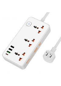 Ổ cắm điện đa năng cao cấp dây đồng chịu tải 2500W, sạc nhanh PD 30W cổng typeC + QC18W có 3*USB và 1*Type-C , dây dài 1.5m - Hàng nhập khẩu