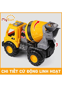 Bộ xe công trình đồ chơi cho bé mô hình xe ô tô cần cẩu máy xúc múc xe ben cở cát xe bồn trộn bê tông đồ chơi