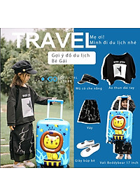Vali Kéo Cho Trẻ Em BeddyBear - Size xách tay lên máy bay 17 inch - họa tiết Dập nổi 3D Sư Tử - Bánh xe đôi xoay 360 độ - Cần kéo hợp kim nhôm cao cấp - Bảo hành chính hãng 2 năm