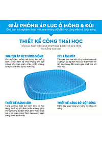 Đệm ngồi 3D Silicon văn phòng PEAFLO thế hệ mới, cấu trúc tổ ong 2 lớp thoáng khí, giảm áp lực lên mông, giảm đau mông.