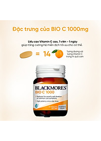 Viên Uống Bổ Sung Vitamin C Blackmores Bio C Hộp 31 viên 1000mg Hỗ Trợ Tăng Đề Kháng, Sáng Da