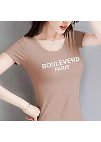 Áo thun nữ MXM form ôm body in chữ Bouleverd trẻ trung mặc tôn dáng ( ANU023 )