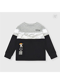 Bộ dài tay bé trai BIGFOX - MISS MEOW size đại, bộ thu đông cho bé phong cách Âu Mỹ phối 3 màu rằn ri in mặt cười 11 - 38kg