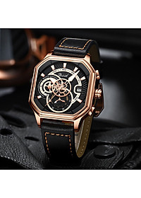 Đồng hồ nam dây da DIZIZID chính hãng mặt vuông cá tính, Chạy full 6 kim và lịch ngày, Kim dạ quang cao cấp, Chống nước cực tốt, Tặng kèm pin dự phòng DZBD79