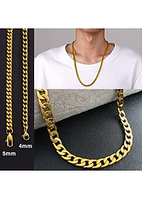 TẶNG NHẪN - Dây chuyền nam titan mạ vàng BHDC192- 4mm/5mm