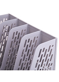 Giá Tài Liệu 4 Ngăn Đứng Deli - Nhựa PP - Ghi Xám / Đen - E9846