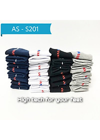 Vớ Tất Thể Thao Cổ Trung Cotton Cao Cấp AS-S201. Dày dặn, mềm mại, kháng khuẩn khử mùi, không hôi chân.  4 màu: Trắng, Đen, Xanh, Xám