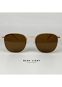 Kính Râm, Kính Mát Nam Nữ, Mắt Vuông Gọng Kim Loại Dày Cứng Cáp Đen, Nâu Chống Tia UV - BLUE LIGHT